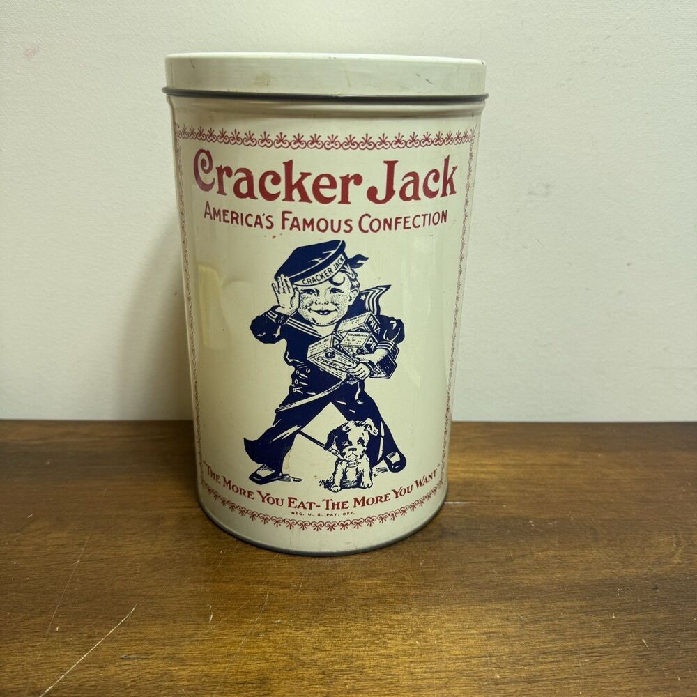 Vintage Cracker Jack  Tin Canister 1980 Replica